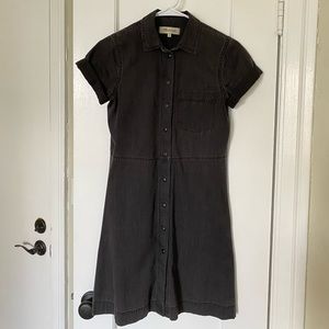 Madewell black denim shirt dress XS